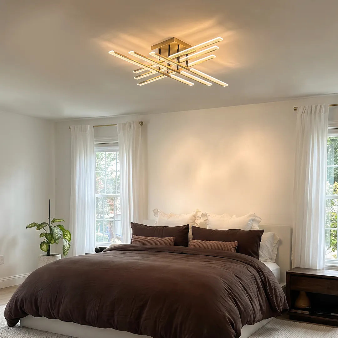 Gold Cross Ceiling Light Exquisite Metal LED Flat Light