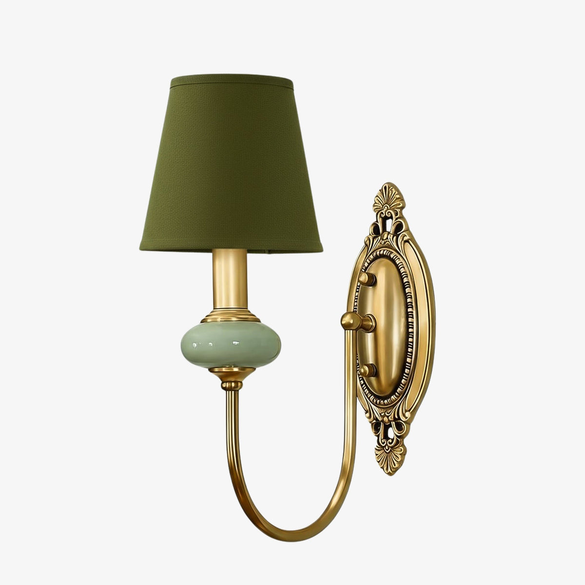 Classic Fabric Shade Sconce – Ceramic Wall Light for Hallway or Bedroom