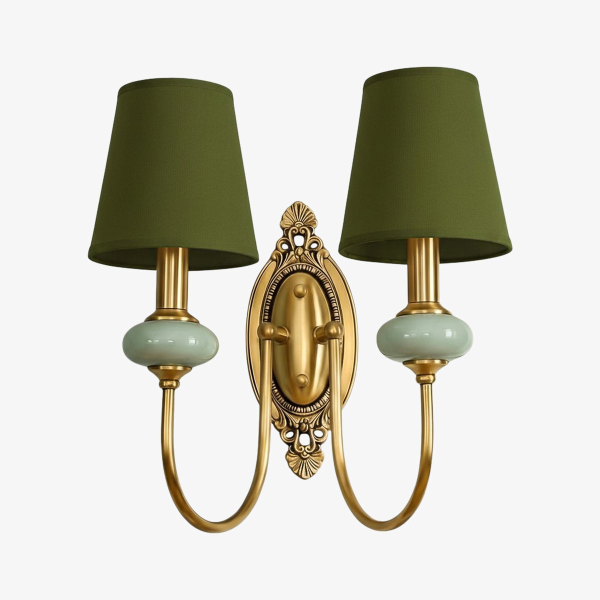 Classic Fabric Shade Sconce – Ceramic Wall Light for Hallway or Bedroom