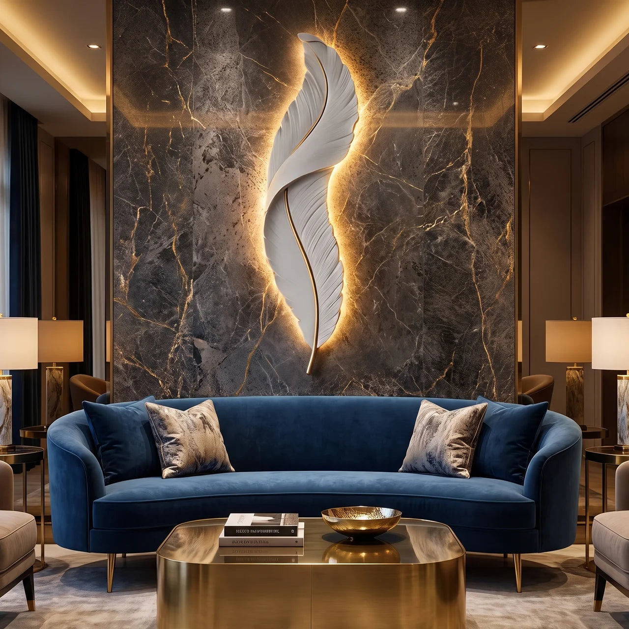Feather Wall Light Modern Luxury LED White Resin Art Corridor Lamp