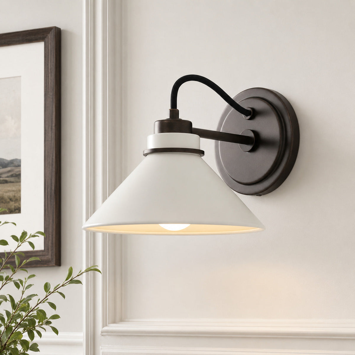 Curved Arm Globe Wall Sconce – Modern Industrial Wall Lamp for Bathroom, Bedroom, and Hallway