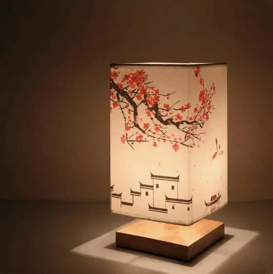 Modern Wood and Fabric Lamp