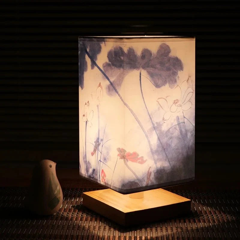 Modern Wood and Fabric Lamp