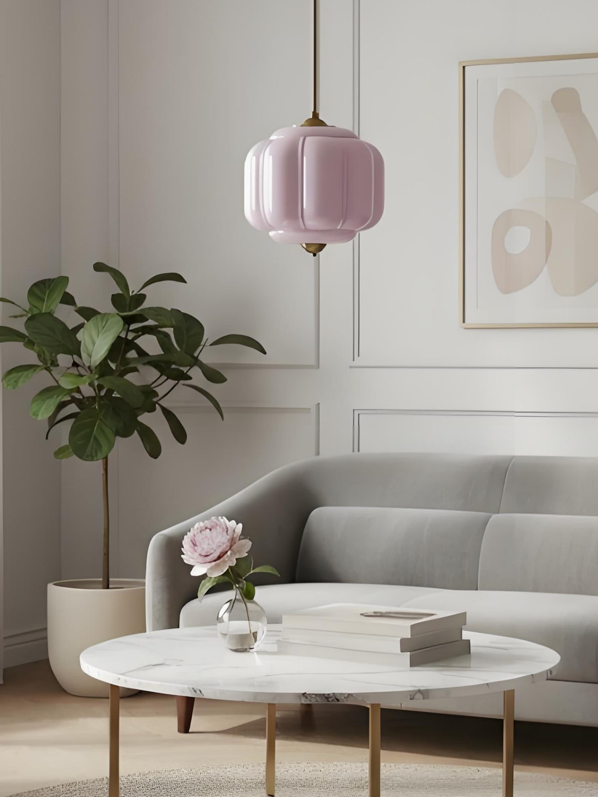 American Vintage Cream Glass Shade Shaped Chandelier