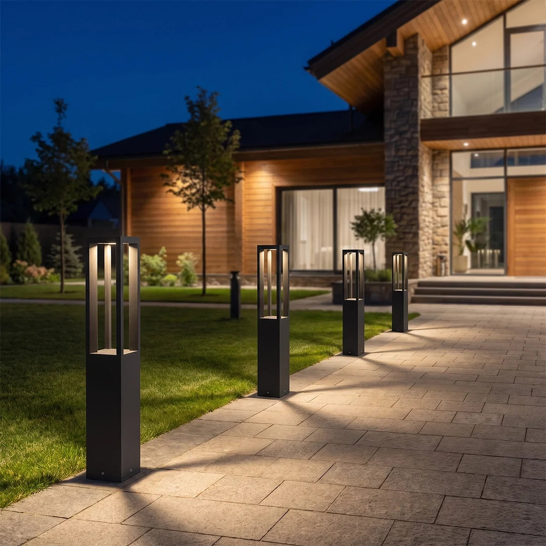 LED Bollard Garden Light Black Aluminum Garden Landscape Light