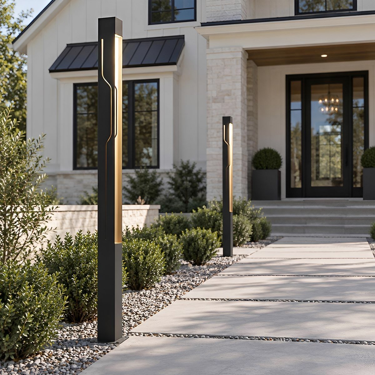 Mecha Modern Ash Black Rectangle LED Column Outdoor Pole Street Light