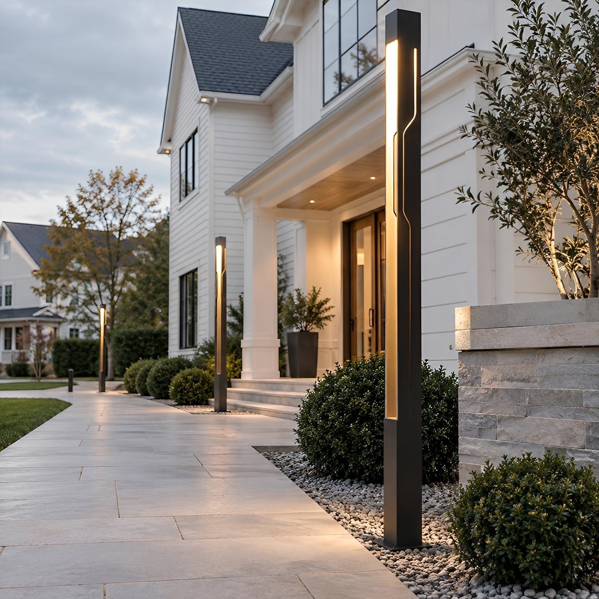 Mecha Modern Ash Black Rectangle LED Column Outdoor Pole Street Light