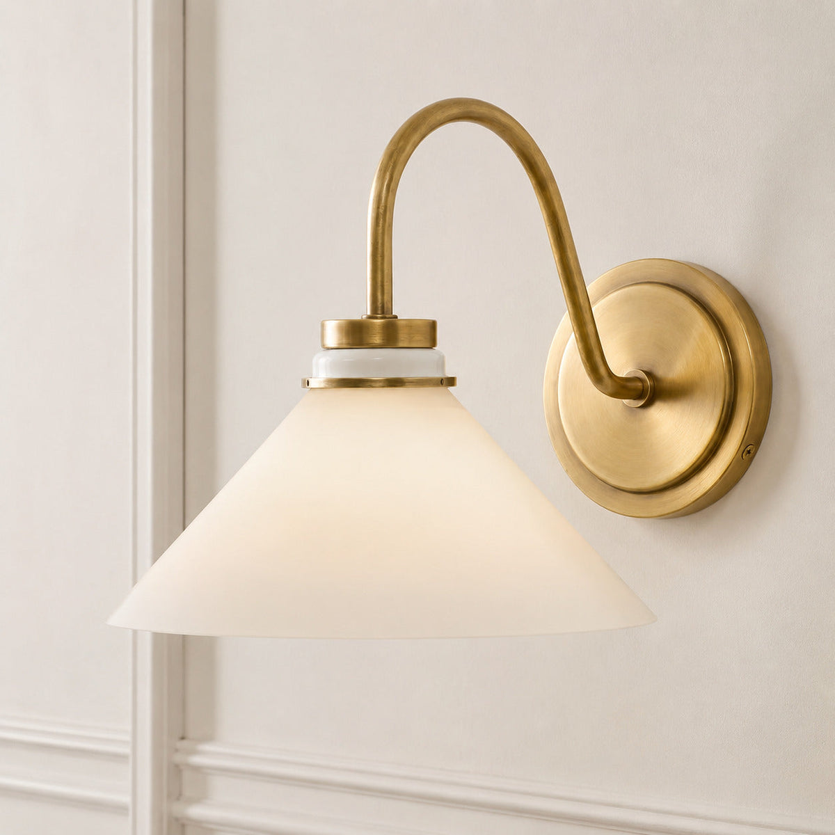 Curved Arm Globe Wall Sconce – Modern Industrial Wall Lamp for Bathroom, Bedroom, and Hallway