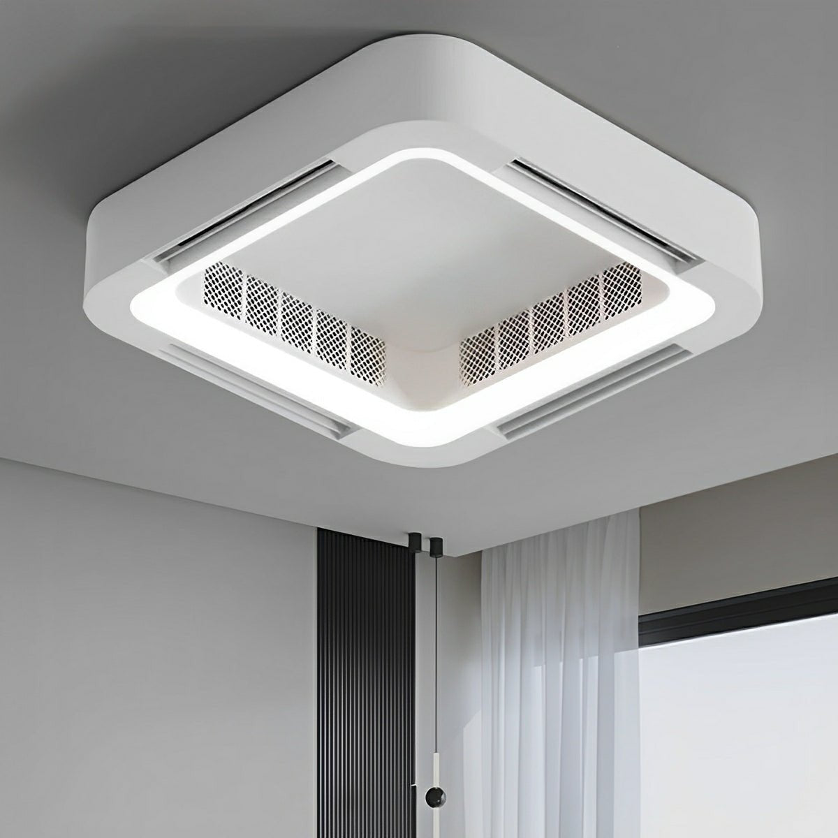 Modern Minimalist Mainless Lighting LED Bladeless Ceiling Fan Light