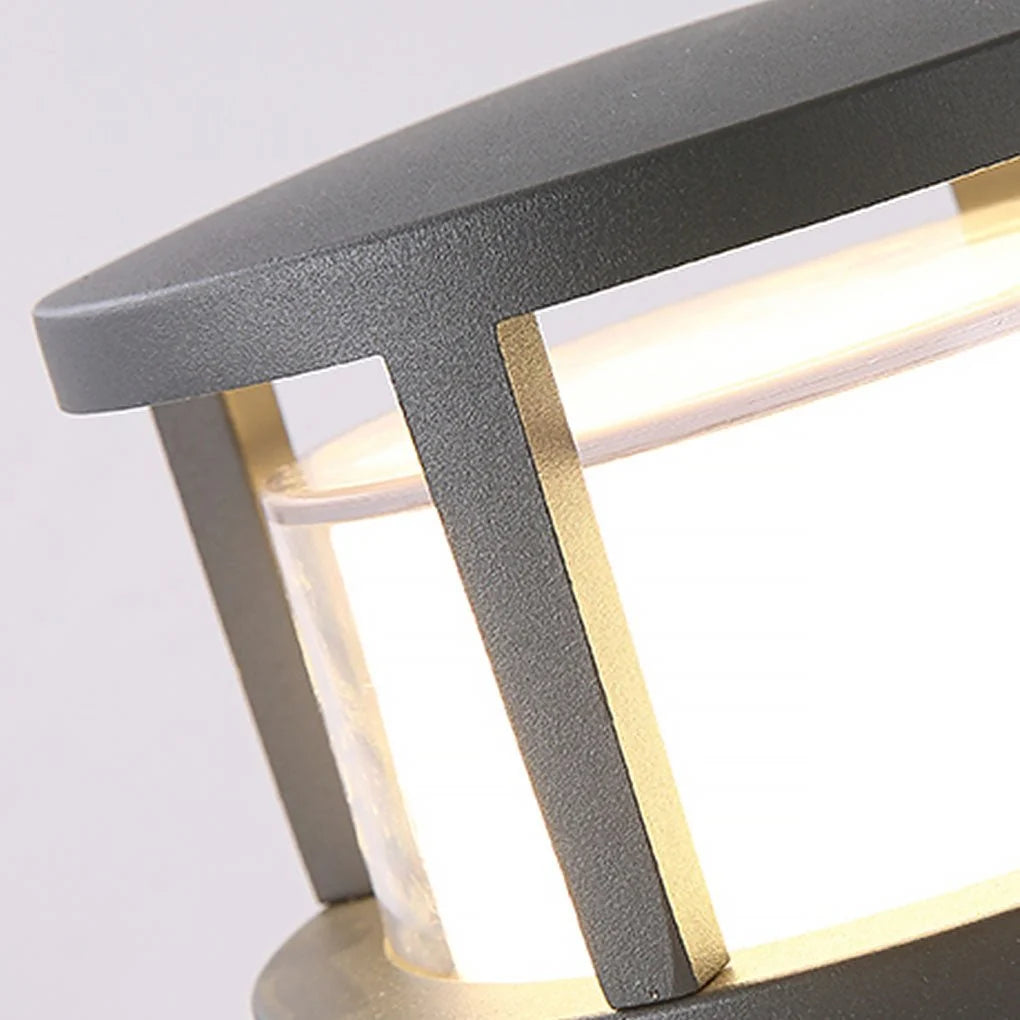 Modern Round Outdoor Post Light Double-Layered Lampshade Light