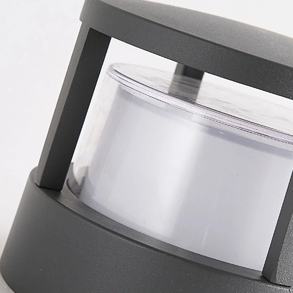 Modern Round Outdoor Post Light Double-Layered Lampshade Light