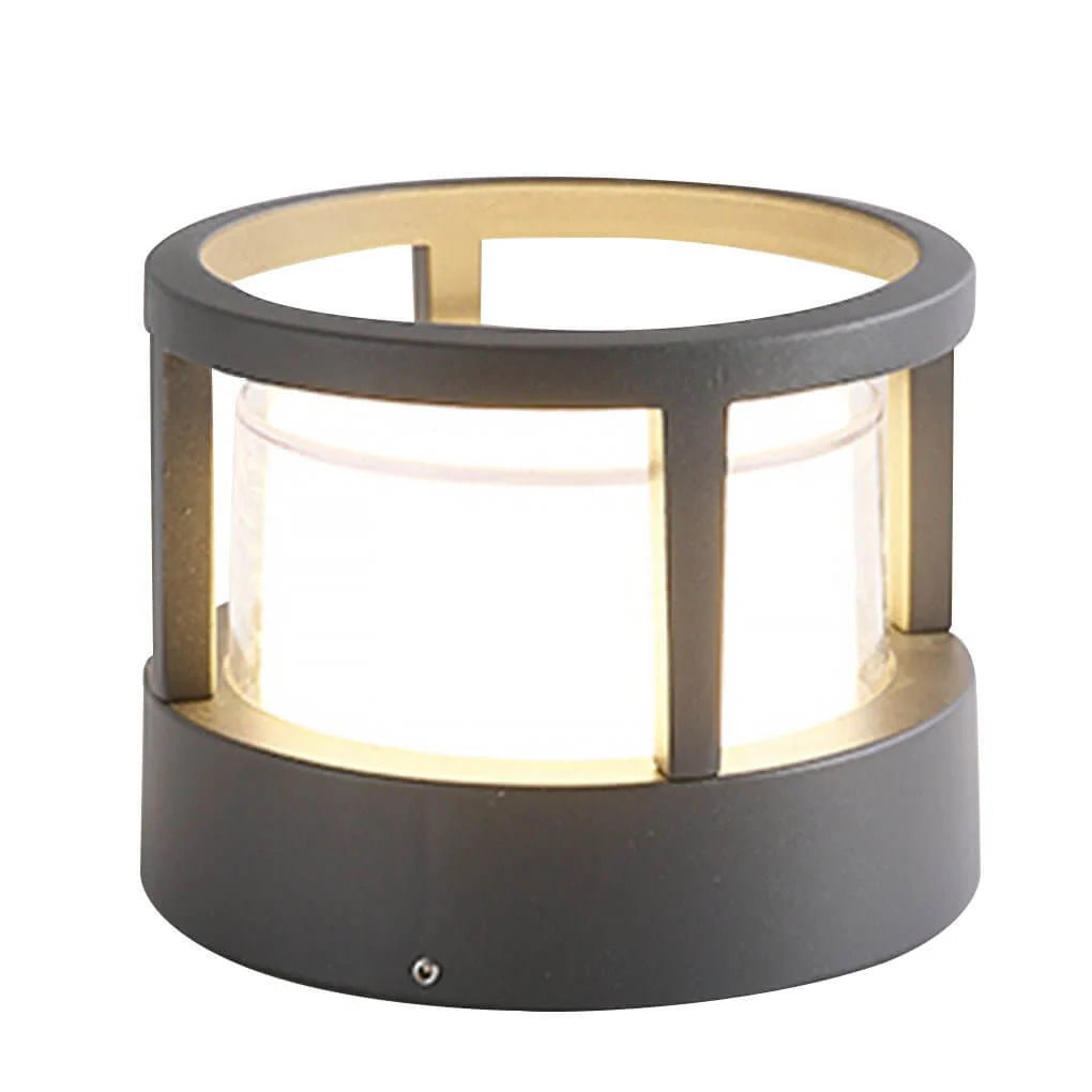 Modern Round Outdoor Post Light Double-Layered Lampshade Light