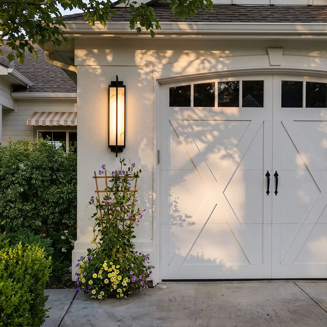 Outdoor Alabaster Wall Sconces Modern Black Linear Light
