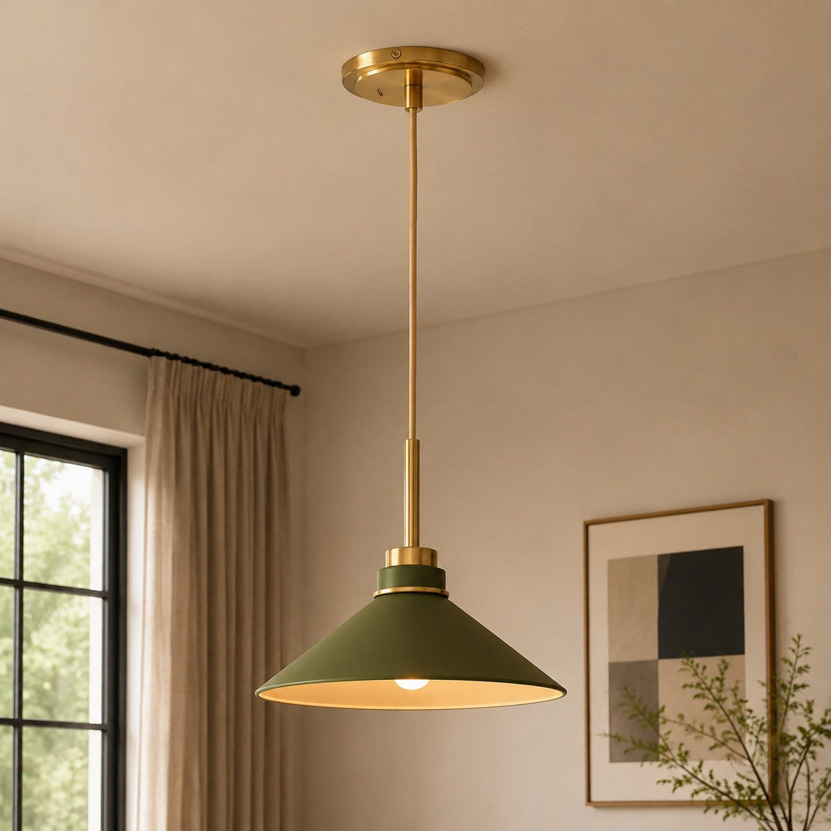 Modern Farmhouse  Cone Pendant Light – Dimmable Kitchen and Entryway Lighting