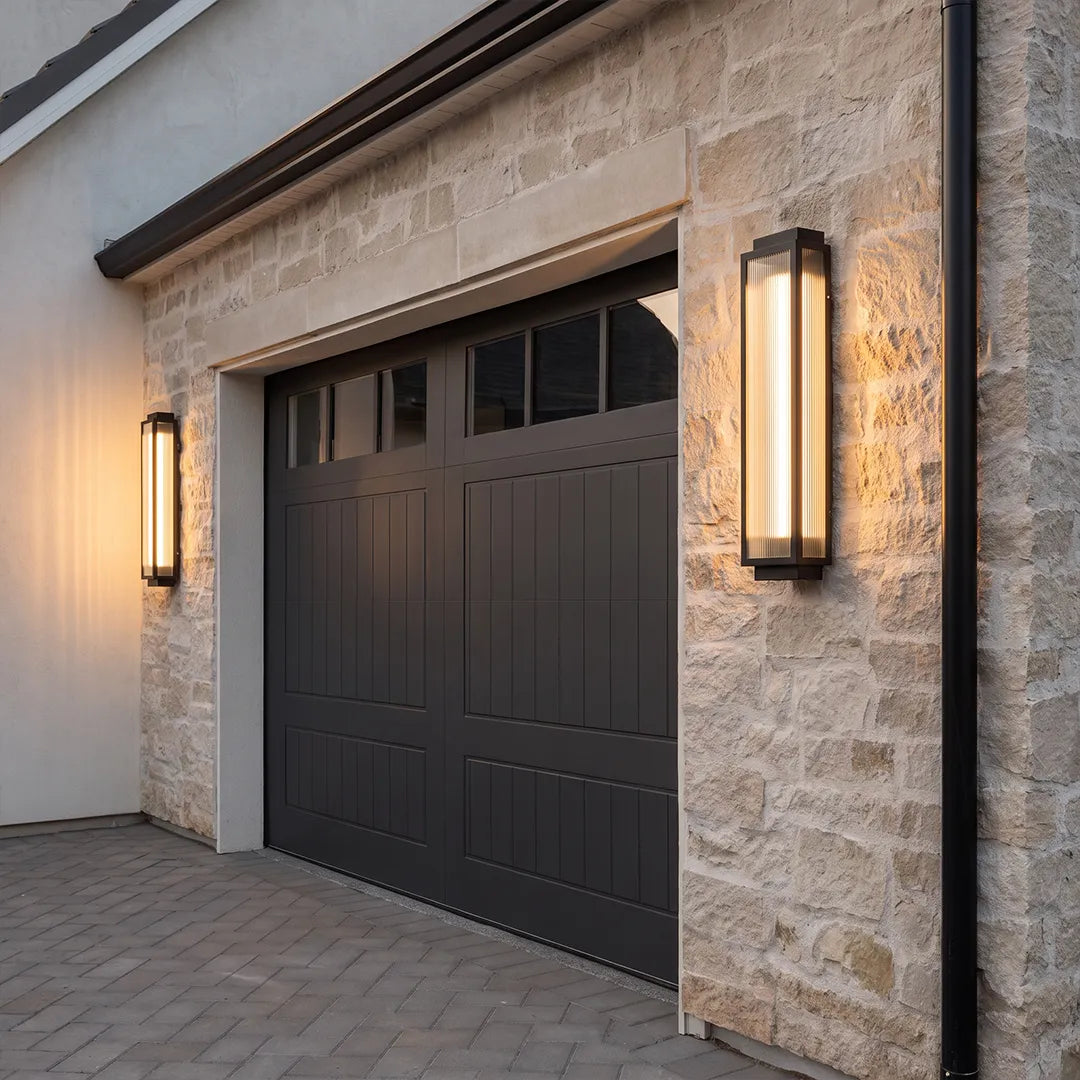 Reeded Glass Light Rectangular LED Modern Outdoor Wall Light