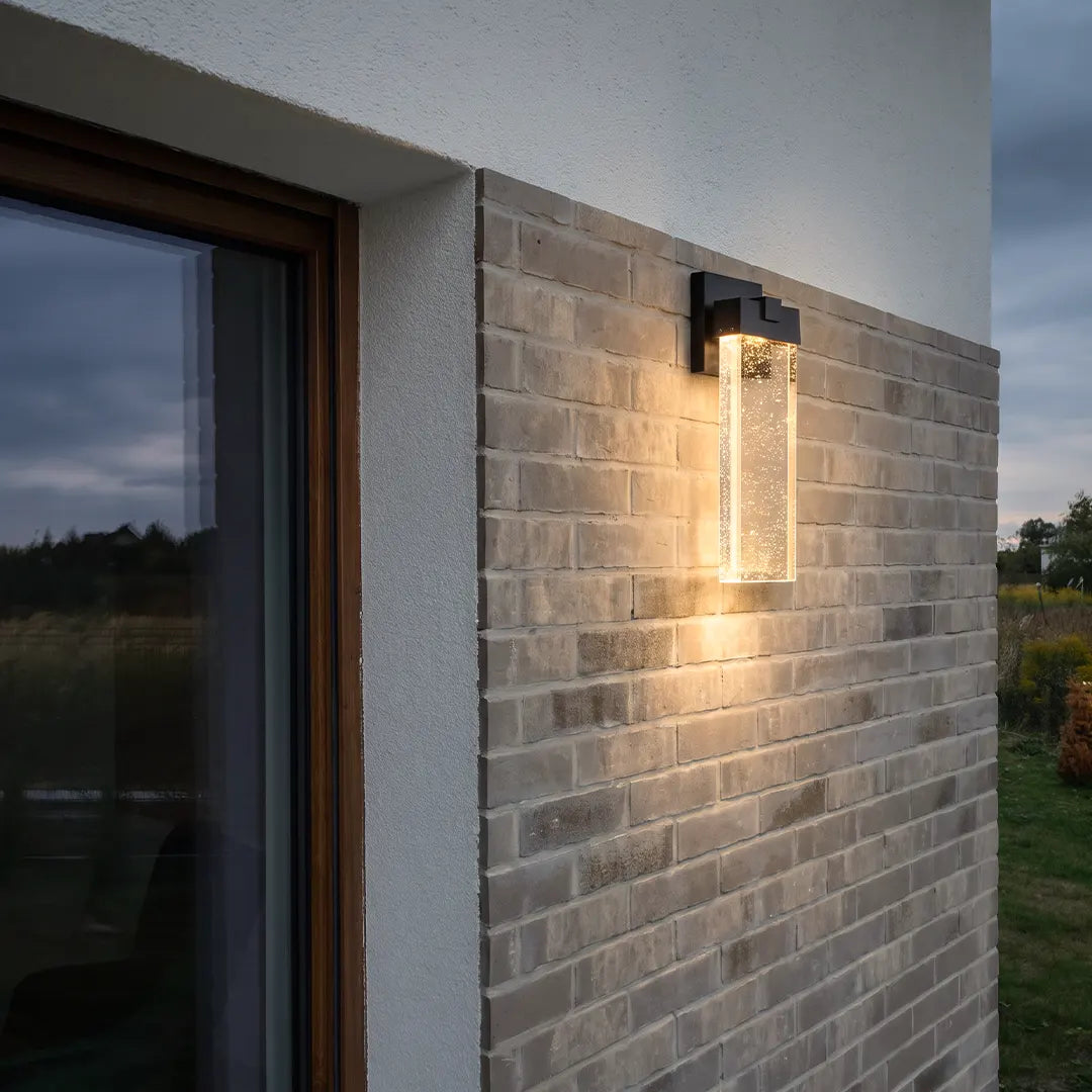 Seeded Crystal Outdoor Wall Lighting Rectangular LED Light