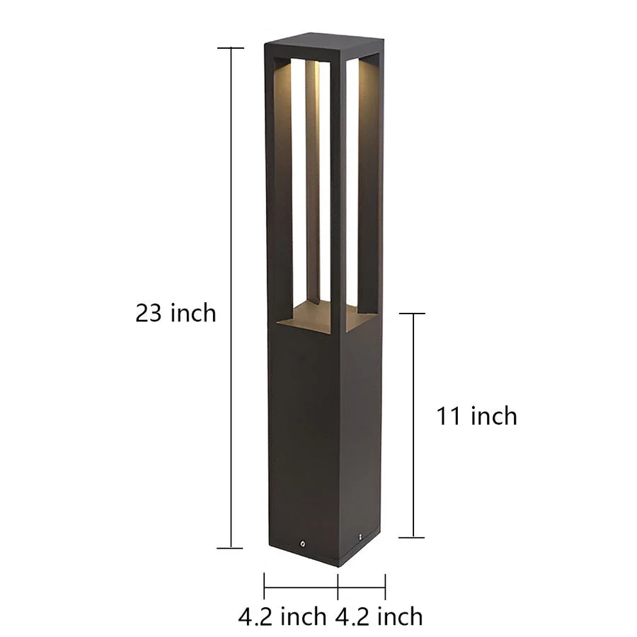 LED Bollard Garden Light Black Aluminum Garden Landscape Light