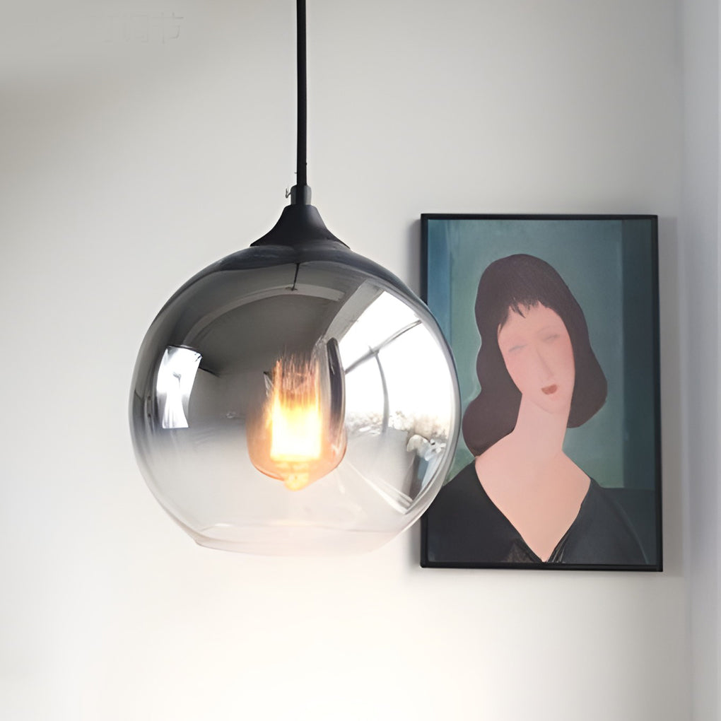 Glass Round Pendant Light Modern Single-Ball Ceiling Light