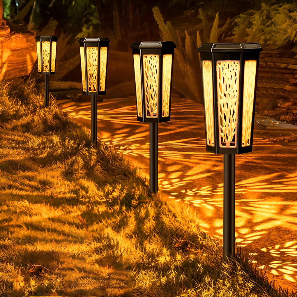 Solar Stake Light Patterned Shadow Pathway Landscape Light