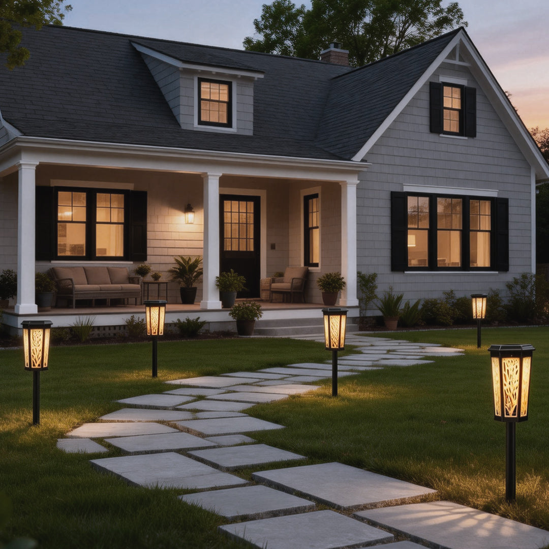 Solar Stake Light Patterned Shadow Pathway Landscape Light