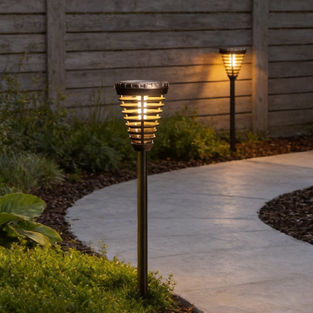 Solar Torch Light Open Multi-ring Conical LED Pathway Light