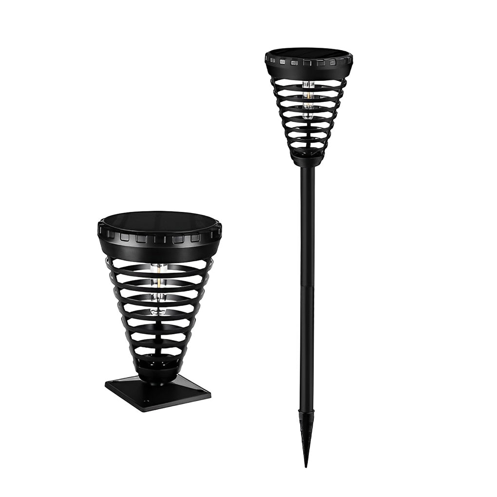 Solar Torch Light Open Multi-ring Conical LED Pathway Light