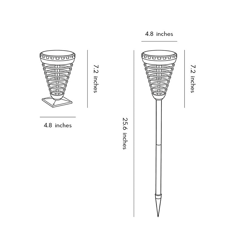 Solar Torch Light Open Multi-ring Conical LED Pathway Light