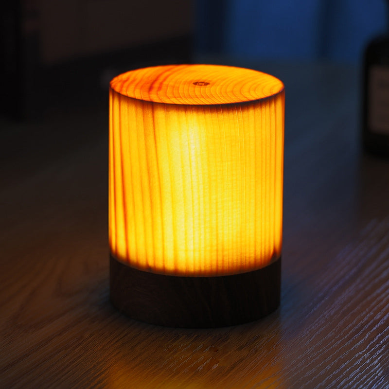 Square Wood Lamp Modern LED Cube Wood Grain Decorative Lamp