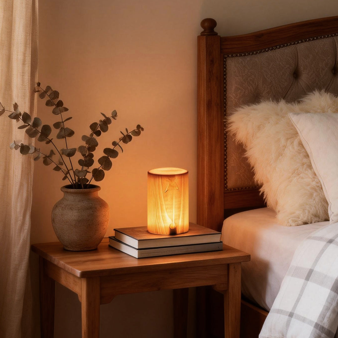 Square Wood Lamp Modern LED Cube Wood Grain Decorative Lamp