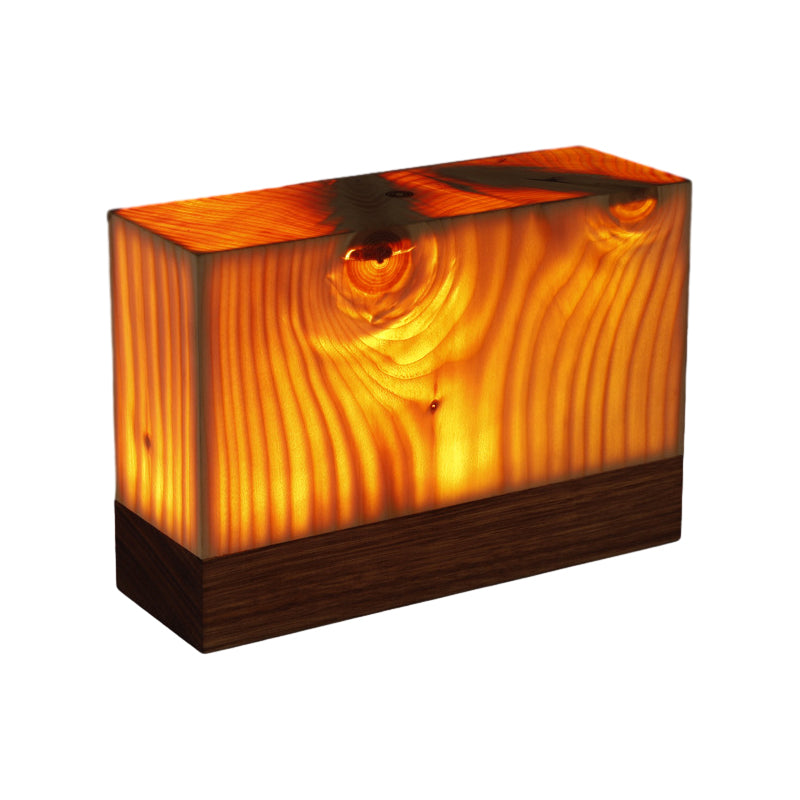 Square Wood Lamp Modern LED Cube Wood Grain Decorative Lamp