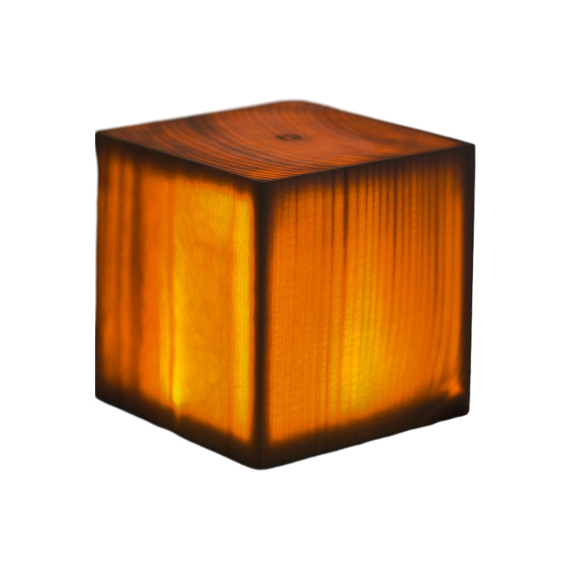 Square Wood Lamp Modern LED Cube Wood Grain Decorative Lamp