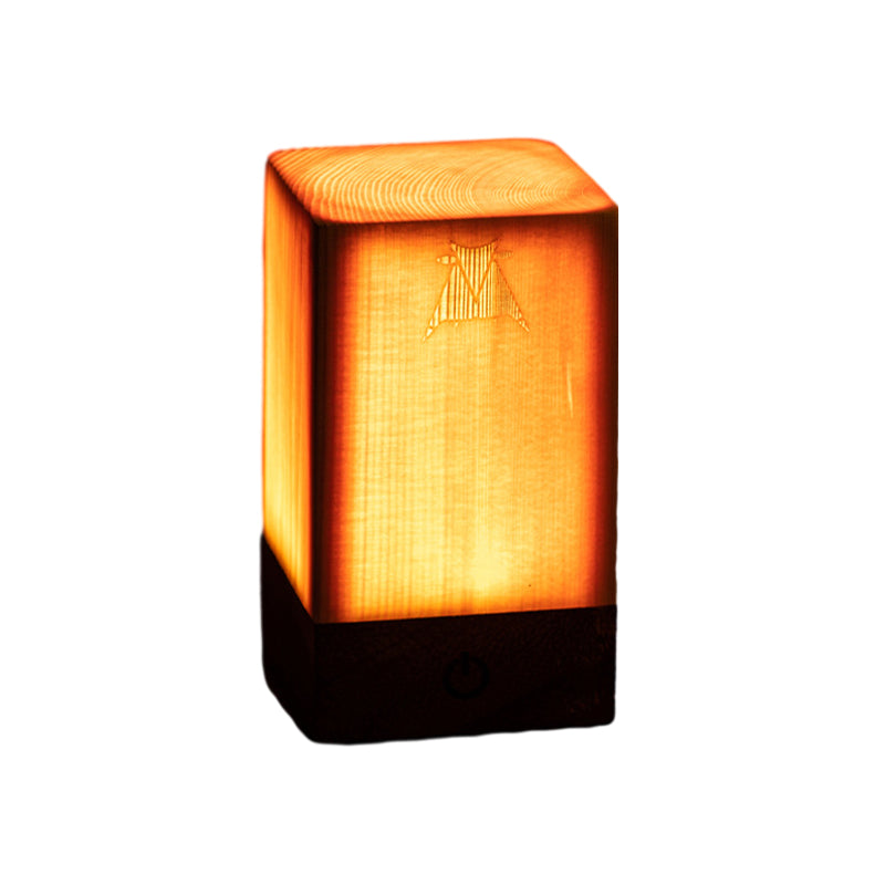 Square Wood Lamp Modern LED Cube Wood Grain Decorative Lamp