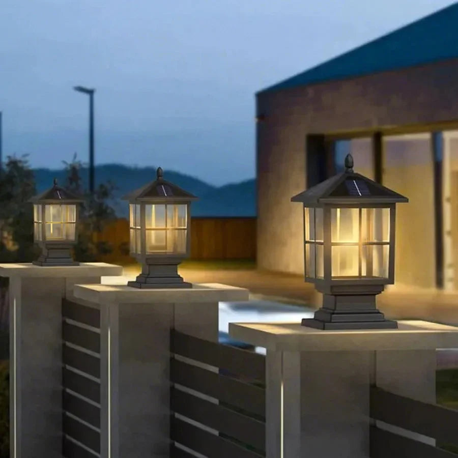Stone Light Pillar Traditional Black Waterproof LED Light