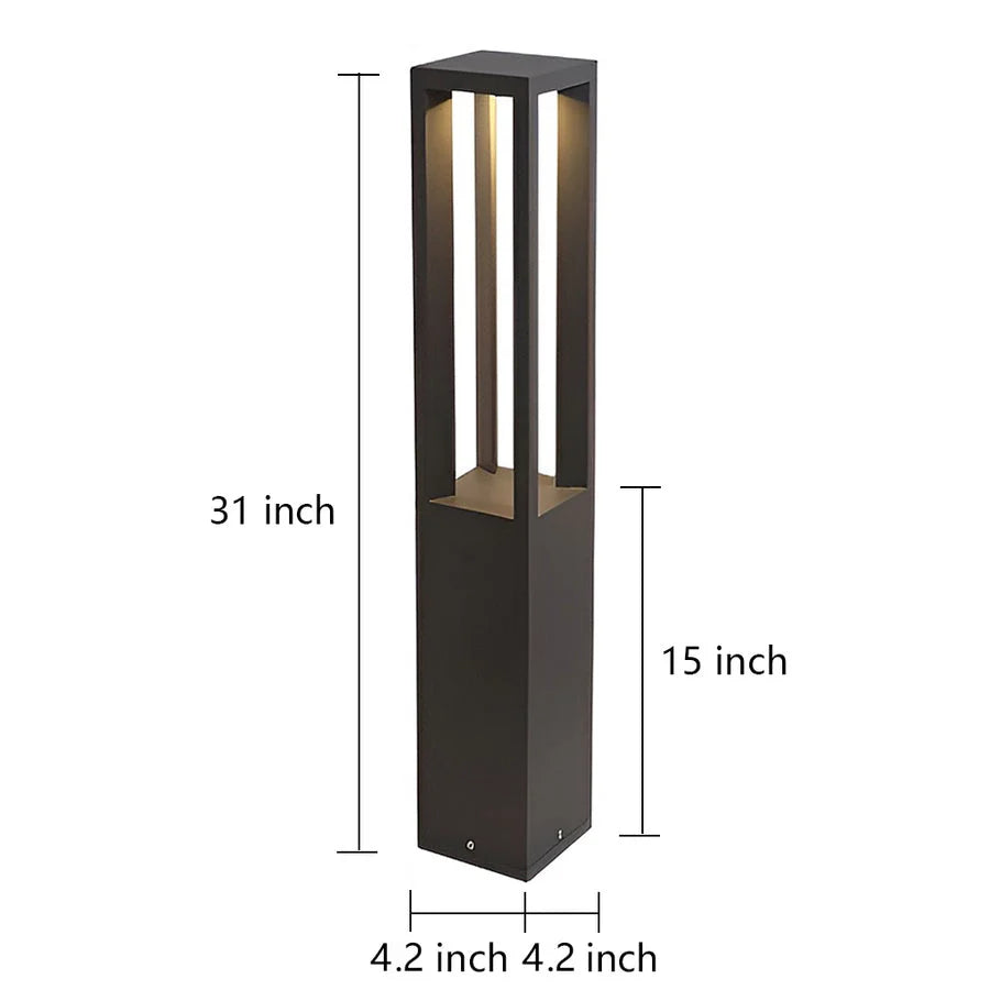 LED Bollard Garden Light Black Aluminum Garden Landscape Light