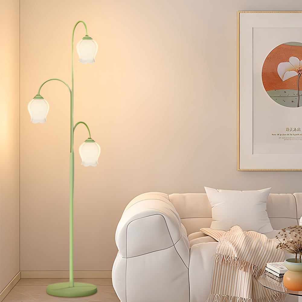 Tulip Floor Light French Three‑light Arc Iron Lamp