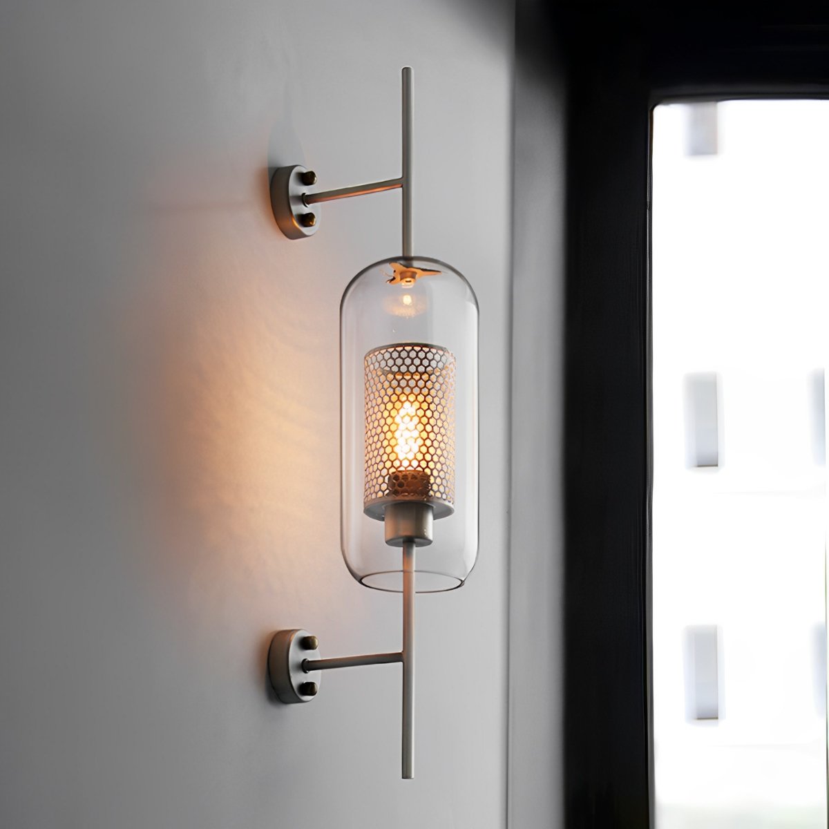 Vintage Luxury Industrial Cylinder Glass LED Wall Sconces