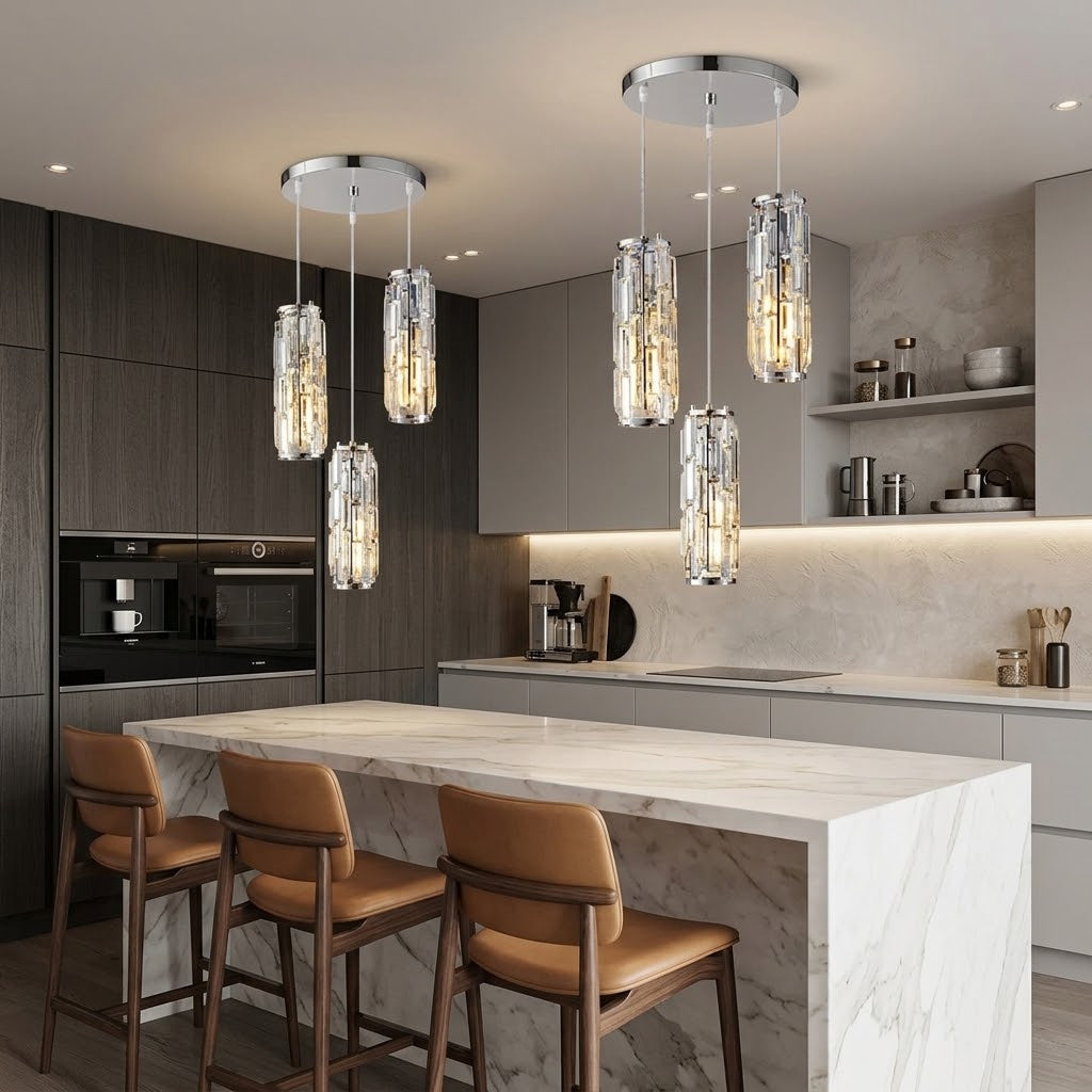 Mini Crystal Pendant Light Creative Art Crystal Island Ceiling Light