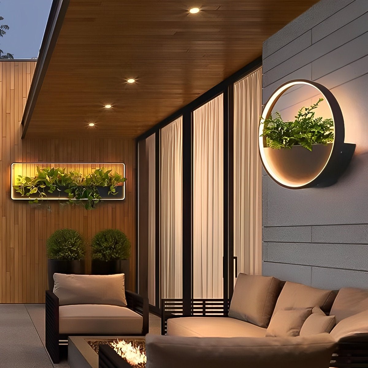 Waterproof LED Outdoor Wall Light Plants Pot