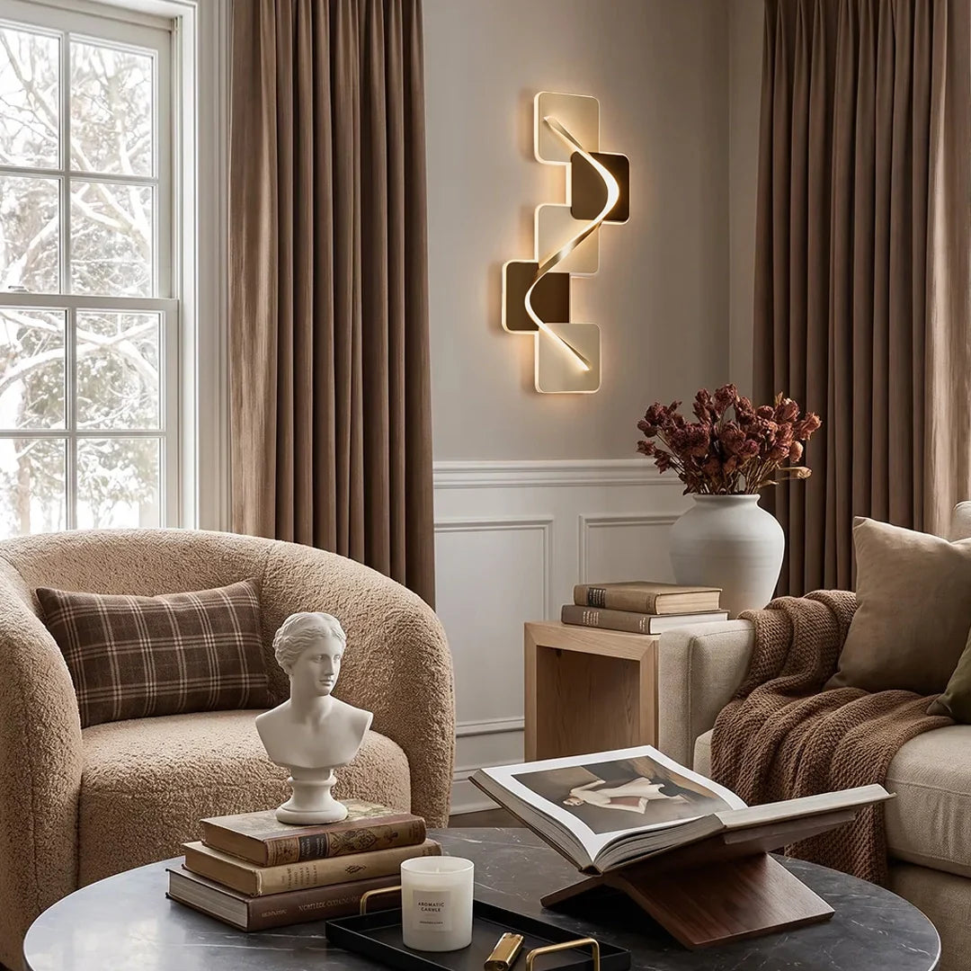 Wave Pattern Wall Sconce Geometric LED Art Decorative Light