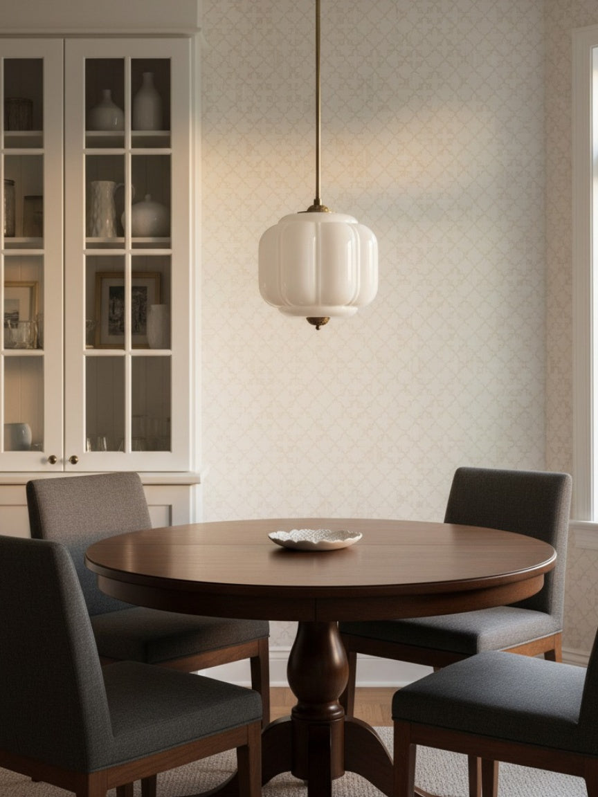 American Vintage Cream Glass Shade Shaped Chandelier