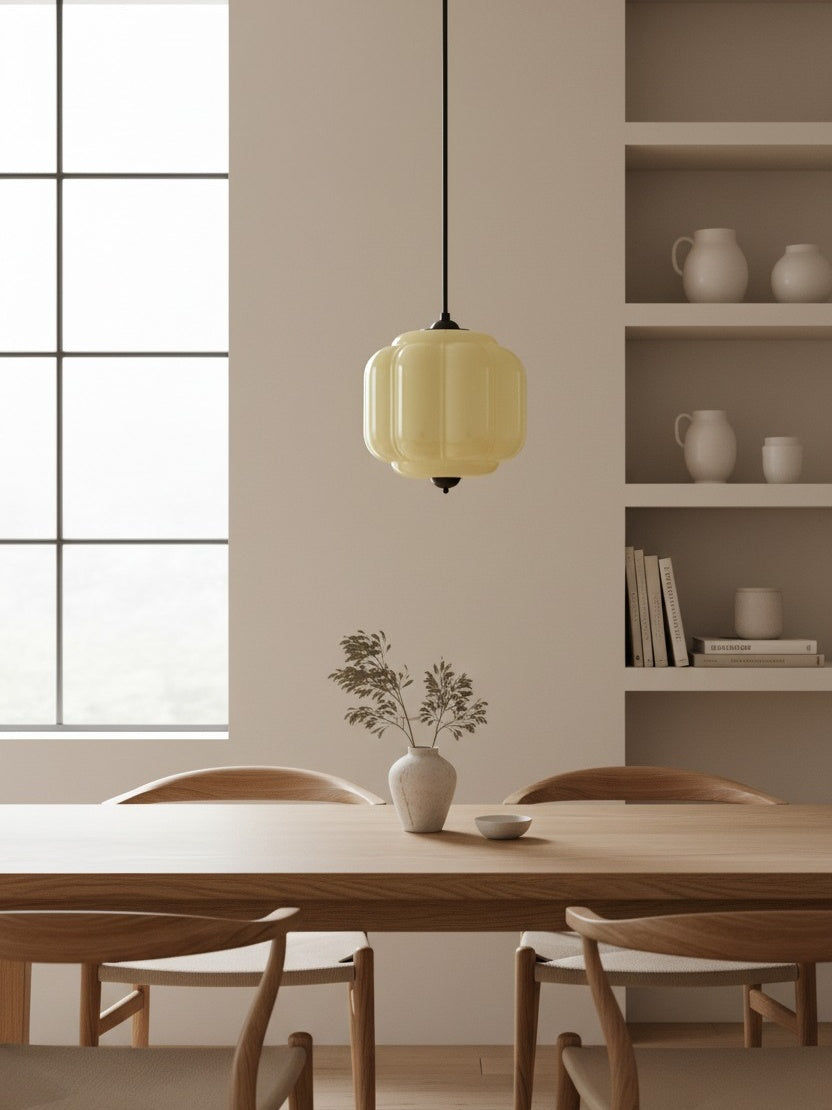 American Vintage Cream Glass Shade Shaped Chandelier