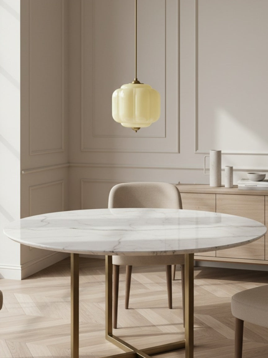American Vintage Cream Glass Shade Shaped Chandelier